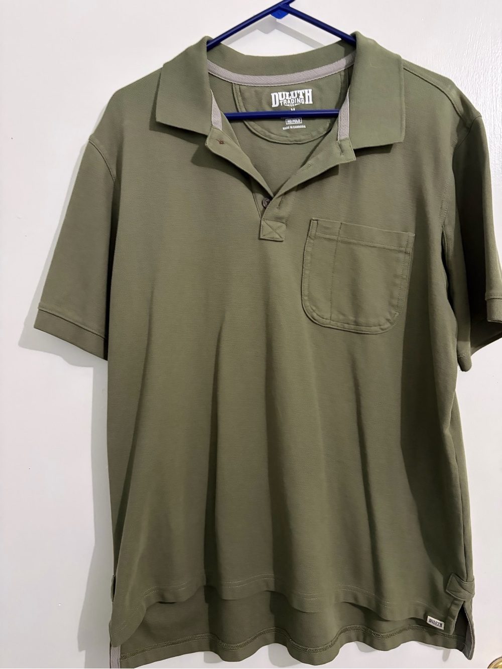 Duluth Trading Co Olive Pocket Short Sleeve Polo